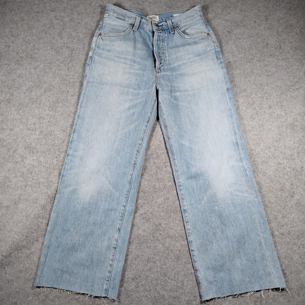 Citizens of Humanity Annina High Rise Wide Leg Jeans Women's 26 Blue Distressed